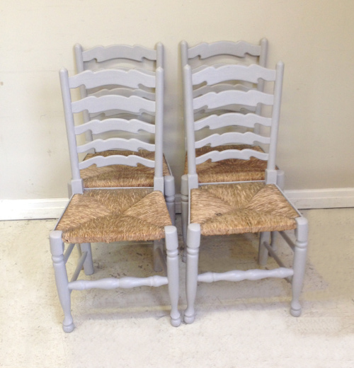 old set of 4 ladder back chairs